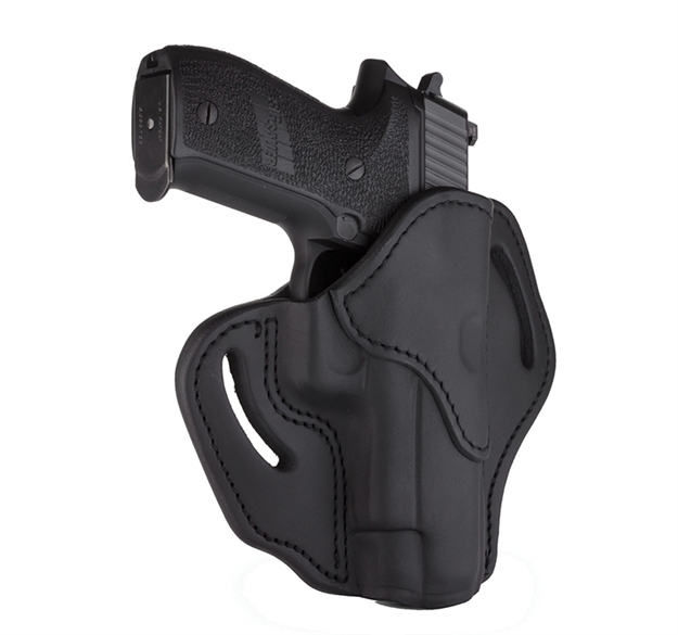 Picture of 1791 Gunleather Bh23sblr Bh2.3  Owb Size 2.3 Stealth Black Leather Belt Slide Compatible W/Glock 17/Sig P226/Hk Vp9 Right Hand BH2.3-SBL-R