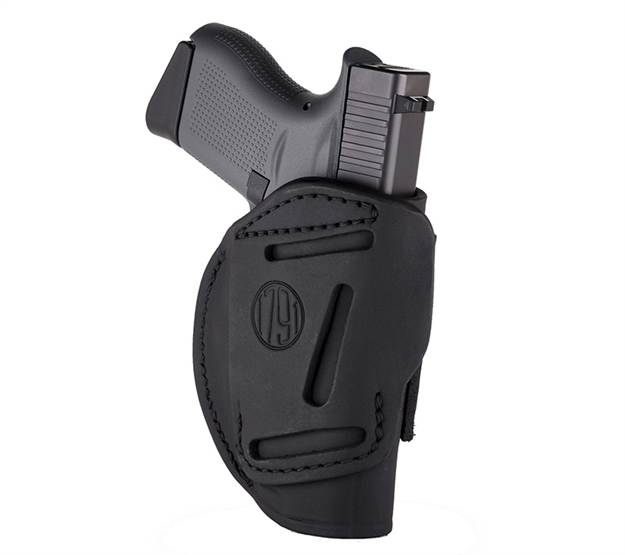 Picture of  1791 Gunleather 4Wh1sbll 4-Way  Iwb/Owb 01 Stealth Black Leather Belt Clip Fits 3-4" Barrel 1911 Left Hand 816161020784