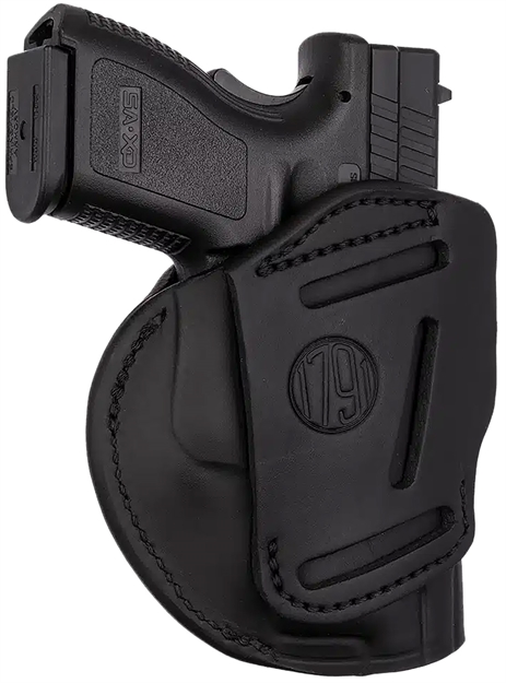 Picture of  1791 Gunleather 4Wh5sbll 4-Way  Iwb/Owb 05 Stealth Black Leather Belt Clip Fits S&W M&P/Springfield Xd/Glock 17/Hk Vp9 Left Hand