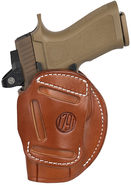 Picture of  1791 Gunleather 4Wh6cbrr 4-Way  Iwb/Owb Size 06 Classic Brown Leather Belt Clip Compatible W/ Glock 17/Ruger American Pistol Right Hand