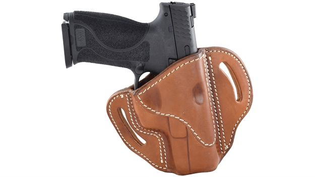 Picture of 1791 Gunleather Bh21cbrr Bh2.1  Owb Size 2.1 Classic Brown Leather Belt Slide Compatible W/Glock 17/S&W M&P Shield/Springfield XD Right Hand BH2.1-CBR-R
