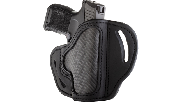 Picture of 1791 Gunleather Cfbhcsblr Bhc  Owb Size C Stealth Black Leather Belt Slide Compatible W/Glock 43/Sig P365/Walther Ppk Right Hand CF-BHC-SBL-R