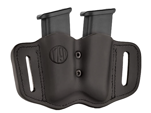 Picture of  1791 Gunleather Magf22sbla Mag-F Double Mag Holster Stealth Black Leather Belt Slide Compatible W/ Double Stack Ambidextrous 816161024850