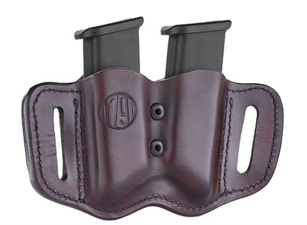 Picture of  1791 Gunleather Magf22sbra Mag-F Double Mag Holster Signature Brown Leather Belt Slide Compatible W/ Double Stack Ambidextrous