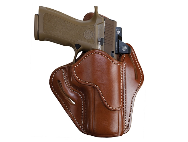 Picture of 1791 Gunleather Orbh24cbrr Bh2.4 Optic Ready Owb 2.4 Classic Brown Leather Belt Slide Fits Walther Ppq/Sig P320/Springfield Xd-M Right Hand OR-BH2.4CBRR
