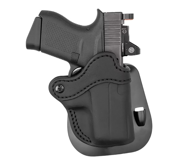 Picture of 1791 Gunleather Orpdhcsblr Paddle Holster Optic Ready Owb Size Compact Black Leather Compatible W/Glock 43/Taurus Gx4/Sig P365, Paddle Mount, Right Hand OR-PDH-C-SBL-R
