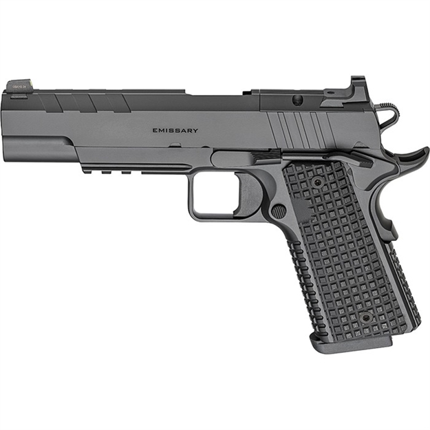 Picture of  Springfield Armory Px9229laos 1911 Emissary 9Mm 9+1 5" Stainless Steel Barrel Optic Ready Black Carbon Steel Slide VZ Grips Thin-Line G10 Grip