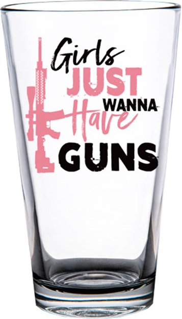 Picture of 2 Monkey Trading Llc. Monkey Americana Pint Glass Girls Just Want Guns 2M1015100S
