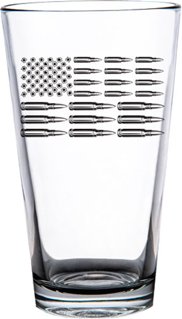 Picture of 2 Monkey Trading Llc. Monkey Pint Glass Bullet Flag Logo Glass.. 2M1015028D