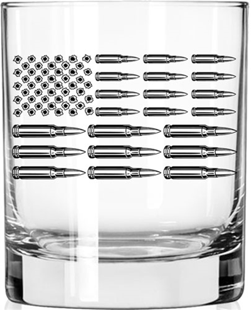Picture of 2 Monkey Trading Llc. Monkey Whiskey Glass Bullet Flag Logo Glass 2M1025028S