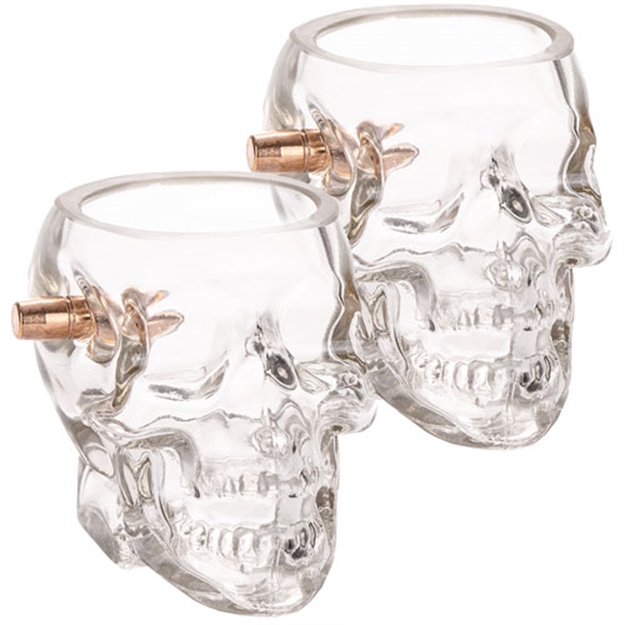 Picture of 2 Monkey Trading Monkey Skull Whiskey Glass With A .308 Bullet 2-Pack! LSBWGSK2