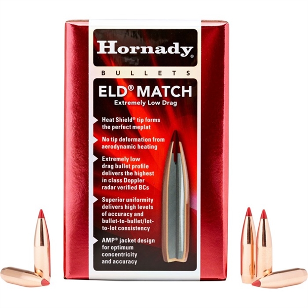 Picture of  Hornady 2561 Eld Match  25 Cal .257 134 GR Extremely Low Drag Match 100 Per Box/ 15 Case