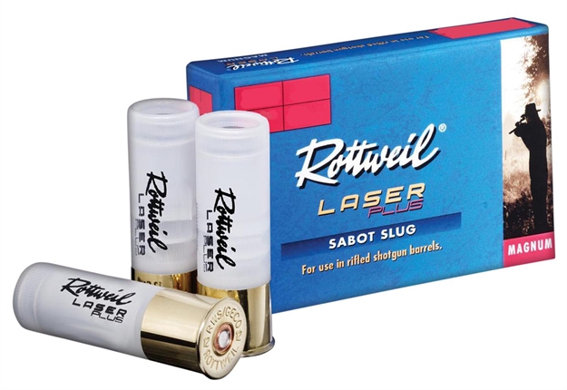 Picture of 256840005 Laser Plus Rottweil Mag 
12 Gauge 2.75" Lead 1-1/4 OZ Sabot Slug Shot 5 Bx/40 CS