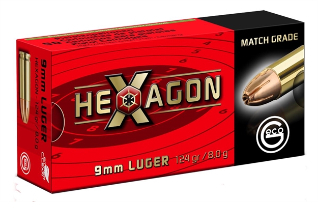 Picture of 289140050 Hexagon Geco 
9Mm Luger 124 GR Hexagon 50 Bx/ 20 CS