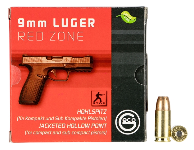 Picture of 293240020 Jhp Red Zone Geco 
9Mm Luger 124 GR Jacketed Hollow Point 20 Bx/ 30 CS
