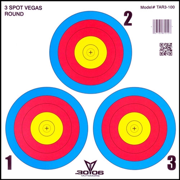 Picture of 30-06 Outdoors Outdoors Paper Target Archery 3-Spot 17"X17" 100Ct!