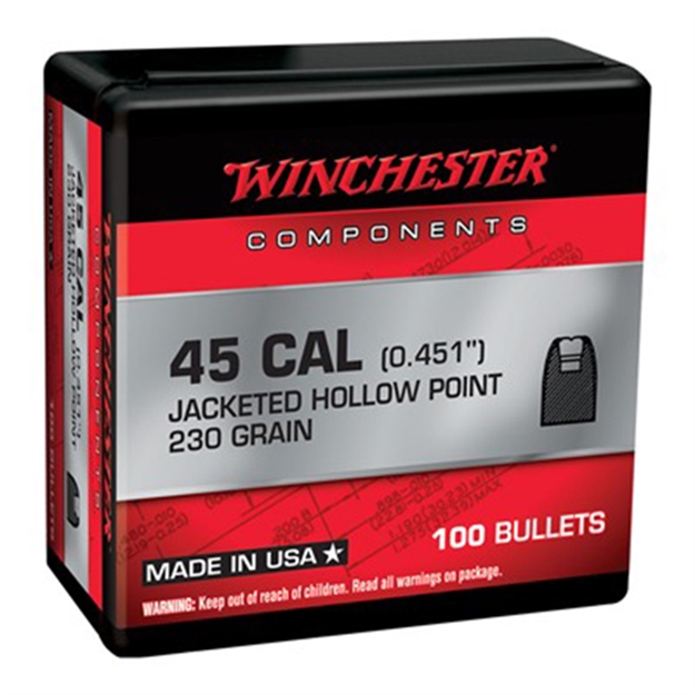 Picture of  Winchester Ammo Wb45hp230x Centerfire Handgun Reloading 45Cal 230Gr Jacketed Hollow Point 100 Per Box/10 Case 020892634046