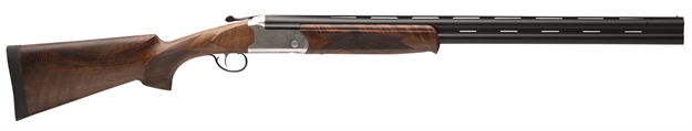 Picture of  Stevens 22594 555 E 28 Gauge Break Open 2.75" 2Rd 26" Black Satin Over/Under Vent Rib Barrel, Engraved Satin Silver Aluminum Receiver, Fixed Satin Turkish Walnut Stock, Ambidextrous