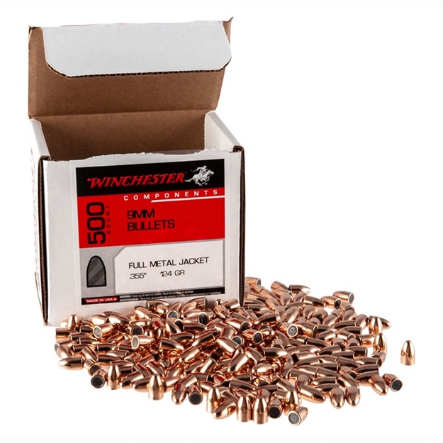 Picture of  Winchester Ammo Wb9mc124d Centerfire Handgun Reloading 9Mm 124Gr Full Metal Jacket 500 Per Box/4 Case