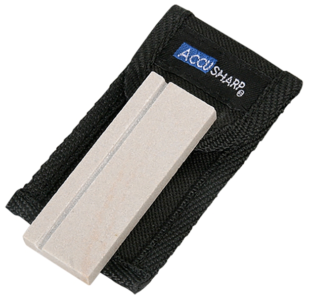 Picture of  Accusharp 024C Pocket Stone  Natural Arkansas Stone Sharpener White Includes Belt Carry Pouch