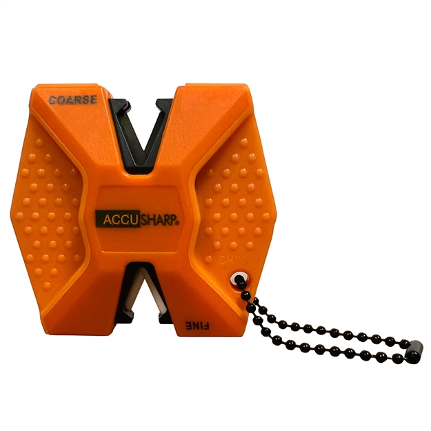 Picture of  Accusharp 344C 2-Step Knife Sharpener Hand Held Diamond Tungsten Carbide Sharpener Coarse/Fine Blaze Orange 015896003448