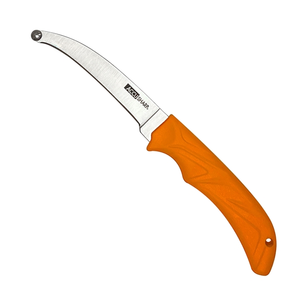Picture of  Accusharp 734C Accuzip  4" Fixed Plain Stainless Steel/ Blade Blaze Orange Ergonomic Anti-Slip Rubber Handle