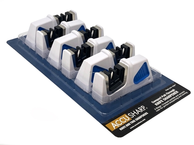 Picture of Accusharp Compact Pull-Through Sharpener  White/Blue  6 PC Counter Display Tray