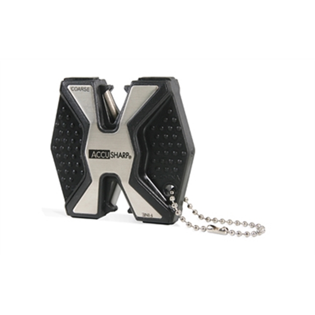 Picture of  Accusharp 017C Diamond Pro 2-Step Sharpener Hand Held Fine/Coarse Diamond, Ceramic Sharpener Black/White Aluminum 015896000171