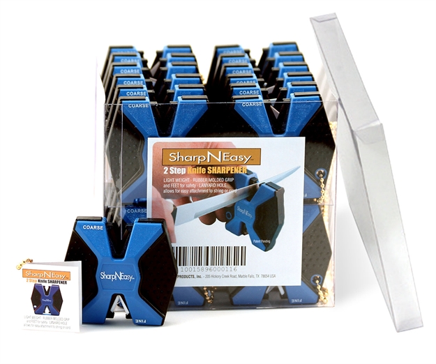 Picture of  Accusharp 334Cd Sharpneasy 2-Step Sharpener Hand Held Fine/Coarse Ceramic Stone Sharpener Plastic Handle Black/Blue 24 015896000119