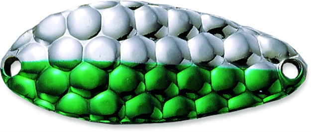 Picture of Acme Little Cleo Spoon, 1 5/8", 1/4 Oz, Hammered Nickel & Green, Sinking