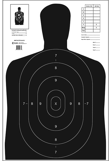 Picture of Action Target B27eblack100 Qualification Economy Silhouette Paper Hanging 23" X 35" Black/White 100 Per Box B-27E BLACK