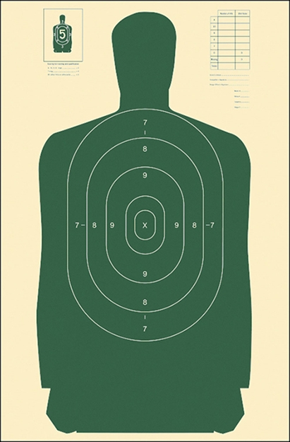 Picture of Action Target B27sgreen100 Qualification Standard Silhouette Paper Hanging 24" X 45" Green/White 100 Per Box B-27S GREEN-100