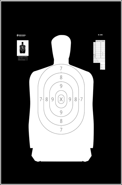 Picture of Action Target B34r100 Qualification Reverse Silhouette Paper Hanging 25 Yds 17.50" X 23" Black/White 100 Per Box B-34R-100