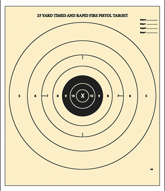 Picture of Action Target B8100 Competition Nra Time & Rapid Fire Bullseye Heavy Paper Hanging 25 Yds Handgun 21" X 24" Black/White 100 Per Box B-8-100