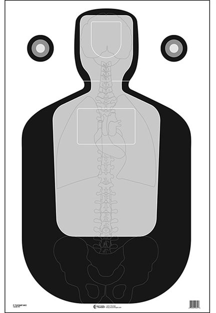 Picture of  Action Target Ftq19antav2100 Qualification  Silhouette/Vitals Paper Hanging 23" X 35" Black/Gray 100 Per Box 793936705001