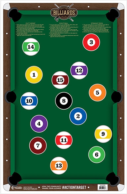 Picture of Action Target Gspool100 Entertainment  Pool Table Paper Hanging 23" X 35" Multi-Color 100 Per Box GS-POOL-100 816506027003