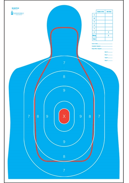 Picture of Action Target Rcb27eq100 Qualification B-27E & Fbi Q Combo Silhouette Hanging Paper 23" X 35" Blue/White 100 Per Box RC-B27E-Q-100 816506023517