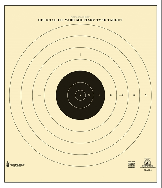 Picture of Action Target Sr1100 Sighting Military Bullseye Tagboard Hanging 100 Yds 21" X 21" Black/White 100 Per Box SR-1-100