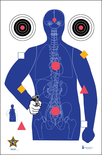 Picture of  Action Target Sso99100 State-Specific Qualification Sarasota Sheriff's Office Silhouette/Vitals Paper Hanging 23" X 35" Blue 100 Per Box