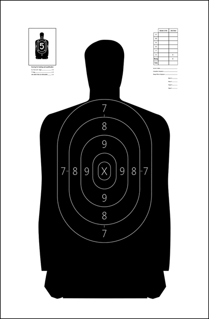 Picture of Action Target S29100 Qualification  Silhouette Heavy Paper Hanging 11.50" X 22" Black/White 100 Per Box S-29-100