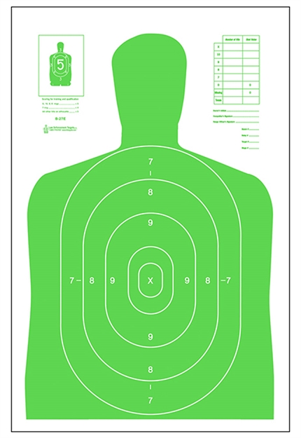 Picture of Action Target B27elgr100 Qualification High Visibility Silhouette Paper 23"X35" Fluorescent Green/White 100 Per Box B-27E-LGR 793936704882