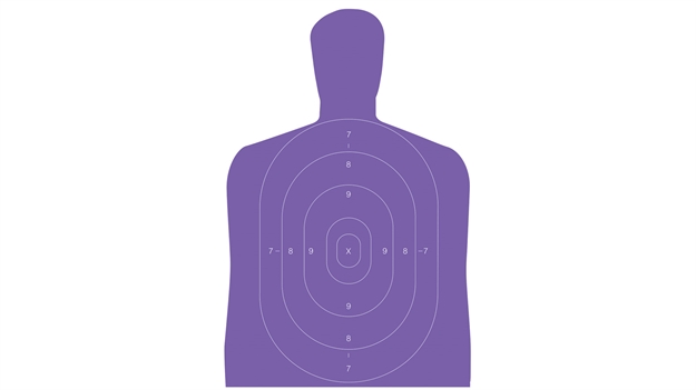 Picture of Action Target B27epr100 Qualification High Visibility Fluorescent Silhouette Paper 23" X 35" Fluorescent Purple/White 100 Per Box B-27E-PR
