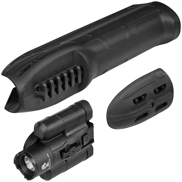 Picture of Adaptive Tactical At02900 EX Performance Forend With 300 Lumen Flashlight, Black Polymer, Concealed 2" Picatinny, Fits Remington 870/1100/11-87 AT-02900 682146911312