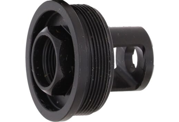 Picture of  Advanced Armament Company 65011 Flange Indexing Direct-Thread Adapter  5/8"-24 Tpi, Muzzle Brake Design, 1-3/8"-24 Tpi Socket 850036491545