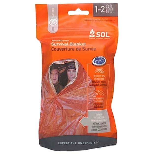 Picture of  Survive Outdoors Longer 01401701 Sol Survival Blanket Warmth Waterproof Orange Metalized Polyethylene 707708217012