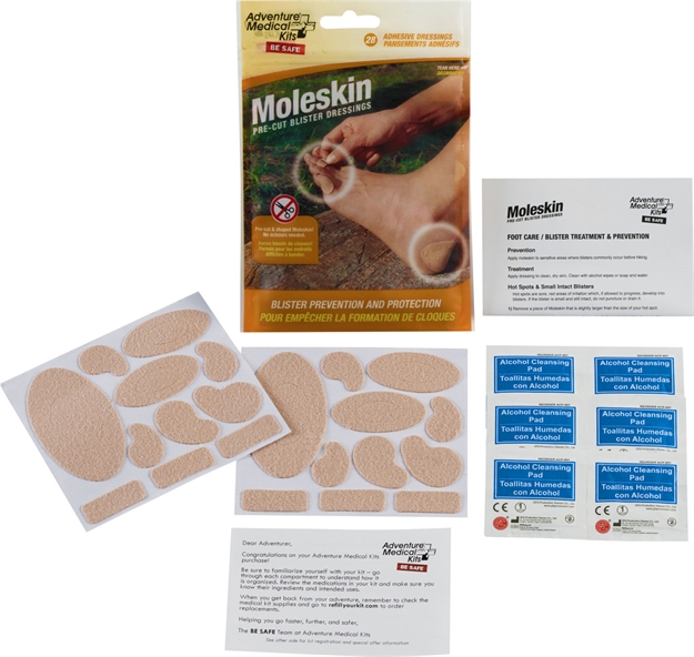 Picture of  Adventure Medical Kits 01550400 Moleskin  Blister Prevention Brown 22 Precut Shapes