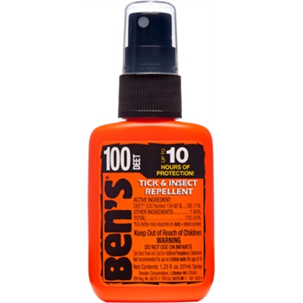 Picture of  Ben's 00067070 100  Odorless Scent 1.25Oz Spray Repels Ticks & Biting Insects Effective UP TO 10 Hrs 044224102058