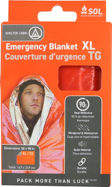 Picture of  Survive Outdoors Longer 01401701 Sol Survival Blanket Warmth Waterproof Orange Metalized Polyethylene 707708217012