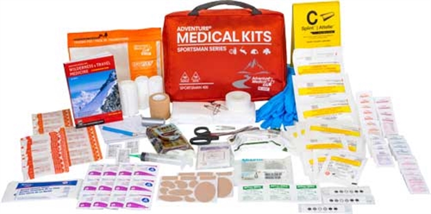 Picture of  Adventure Medical Kits 01050400 Sportsman 400 Medical Kit Treats Injuries/Illnesses Waterproof Red