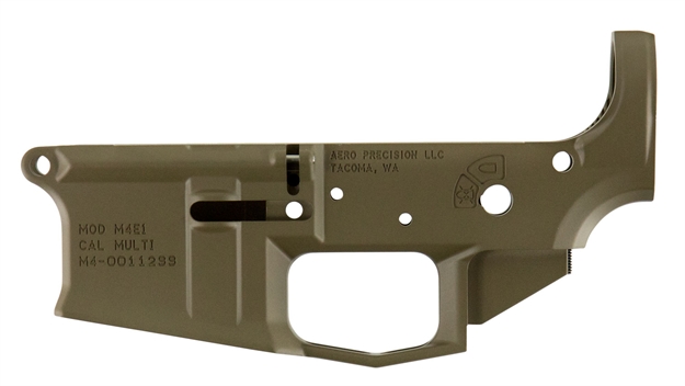 Picture of  Aero Precision Apar600002c M4e1 Receiver Multi-Caliber Flat Dark Earth Cerakote Finish 7075-T6 Aluminum Material With Mil-Spec Dimensions For Ar-15 815421022322